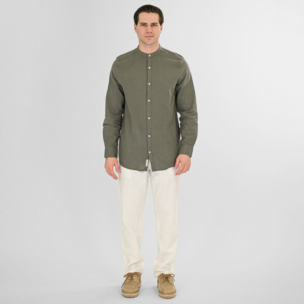 261RCP-4090 Chinos Linen Blend Pants with Elastic Waistband Linen White