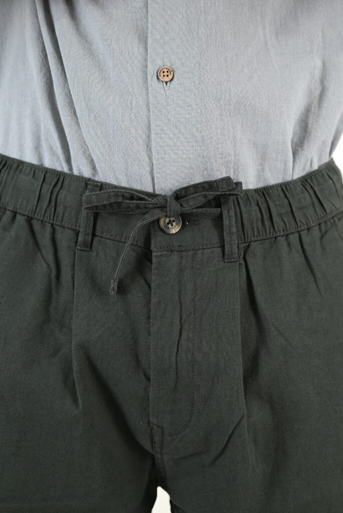 261RCP-4090 Chinos Linen Blend Pants with Elastic Waistband Midnight Moss
