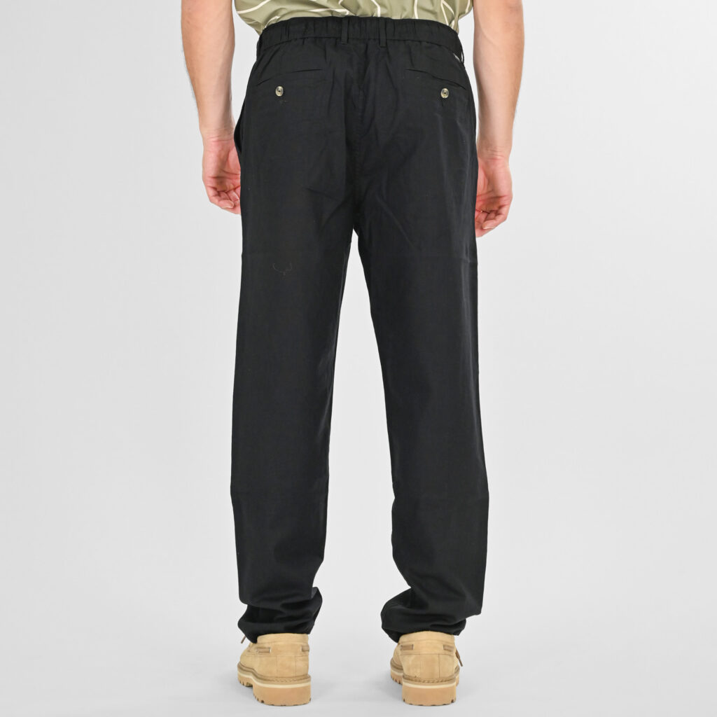261RCP-4090 Chinos Linen Blend Pants with Elastic Waistband Black