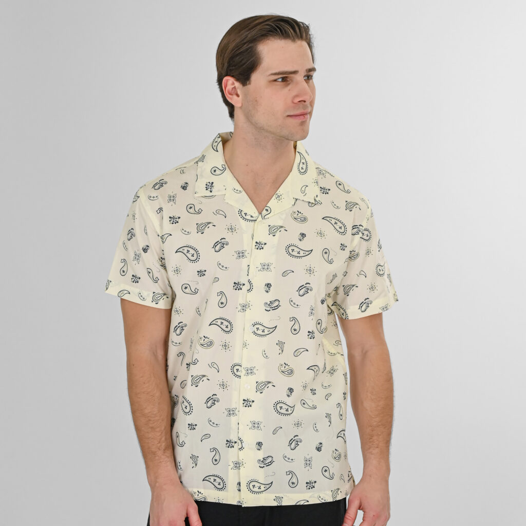 261RGS-5144 Shirts Byron with Short Sleeves and Graphic Pattern (AOP) (Relaxed Fit) CC17 Spinach White
