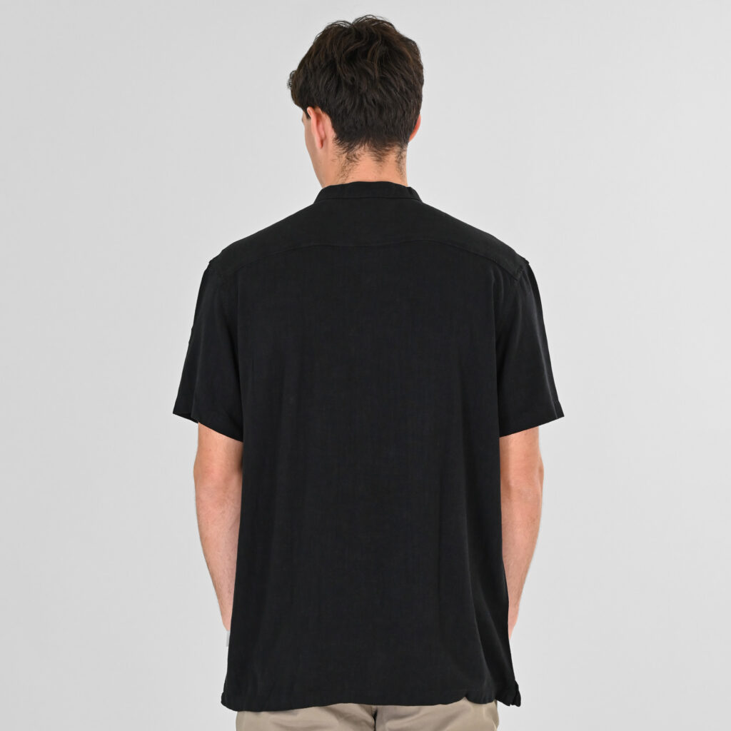 261RGS-5162 Shirts with Mao Collar and Short Sleeves (Relaxed Fit) Black