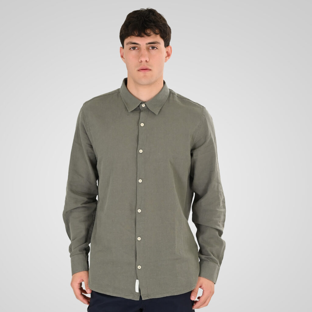 261RGS-5170/5170B Linen Shirts with Standard Collar and Long Sleeves Olive