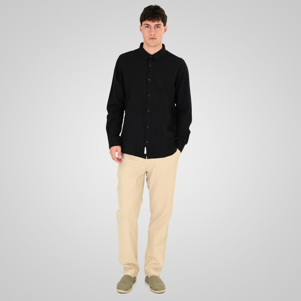 261RGS-5170/5170B Linen Shirts with Standard Collar and Long Sleeves Black