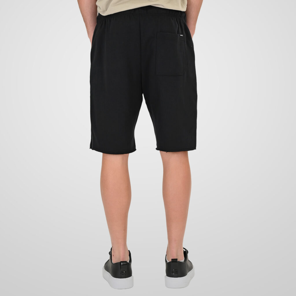 261RMS-6023 Shorts with Raw Edges Bottom (Terry Fleece) Black
