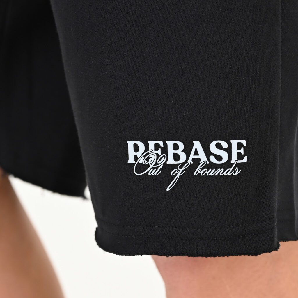 261RMS-6023 Shorts with Raw Edges Bottom (Terry Fleece) Black