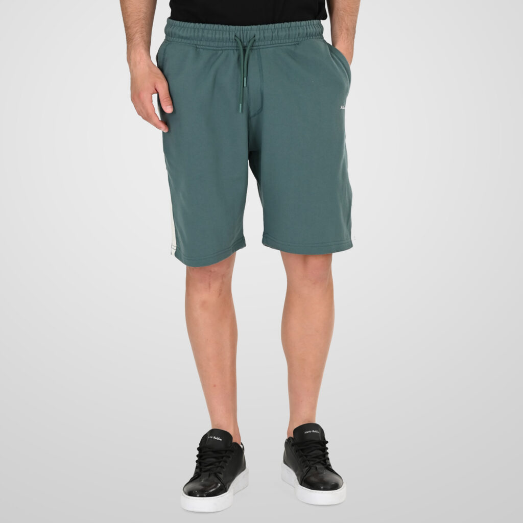 261RMS-6026 Shorts with Pockets and Stripe (Terry Fleece) Pesto