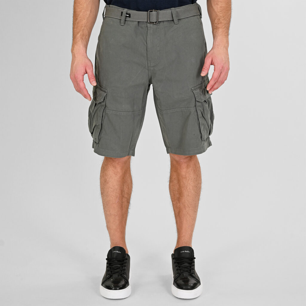 261RMSHO-7028 Cargo Shorts with Belt Greige Green