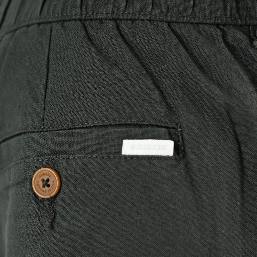 261RMSHO-7046 Chinos Linen Blend Shorts with Elasticated Waistband Midnight Moss