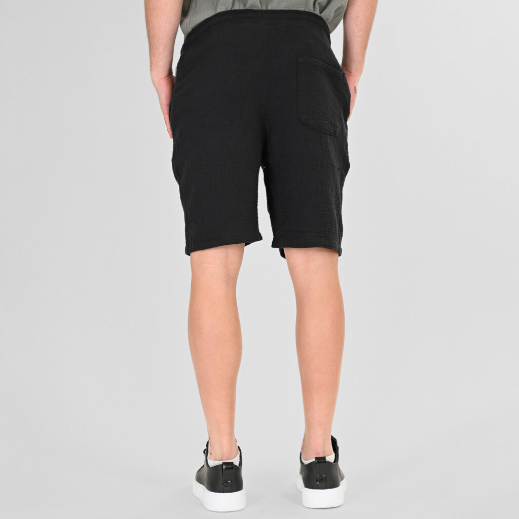 261RMSHO-7049 Shorts with Elastic Waistband (Special Fabric) Black