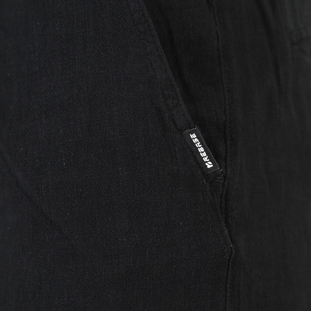 261RMSHO-7052 Linen Blend Shorts with Elastic Waistband Black