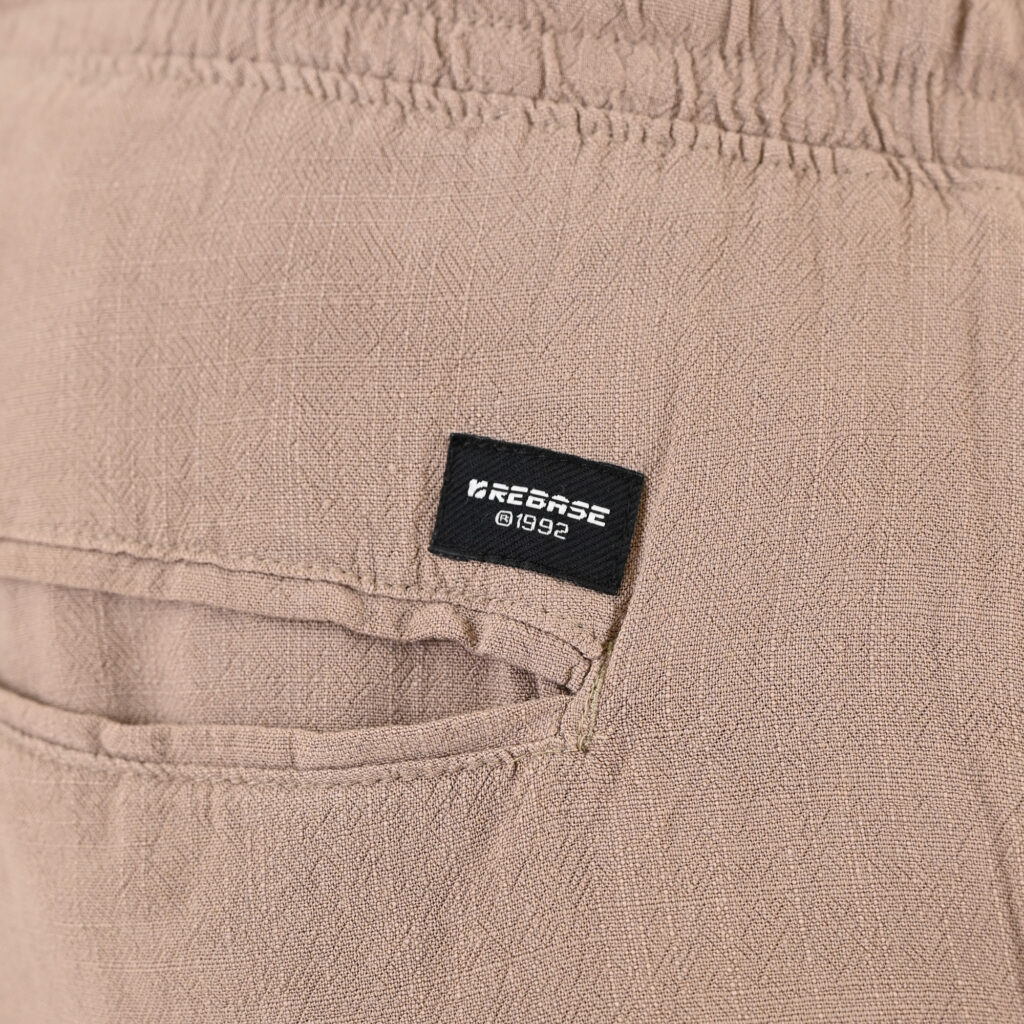 261RMSHO-7052 Linen Blend Shorts with Elastic Waistband Sand