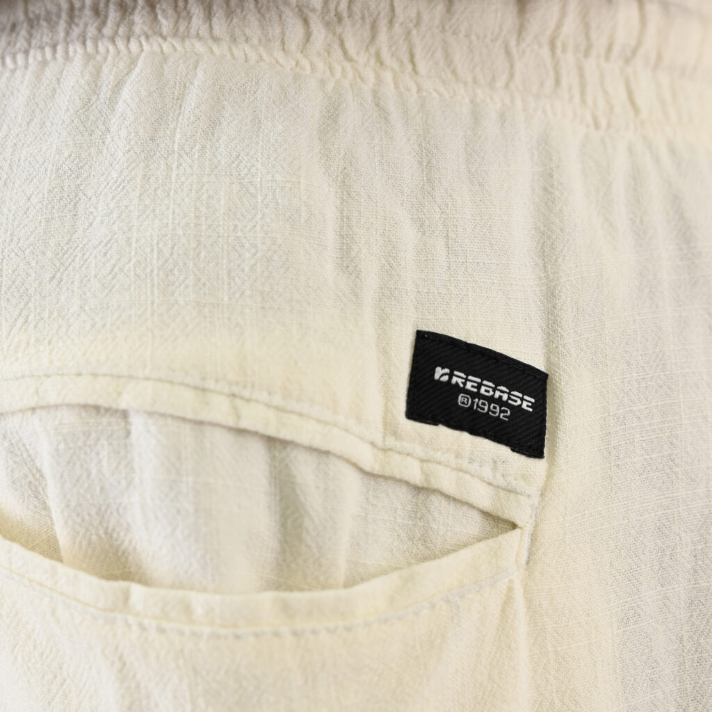 261RMSHO-7052 Linen Blend Shorts with Elastic Waistband Cotton White