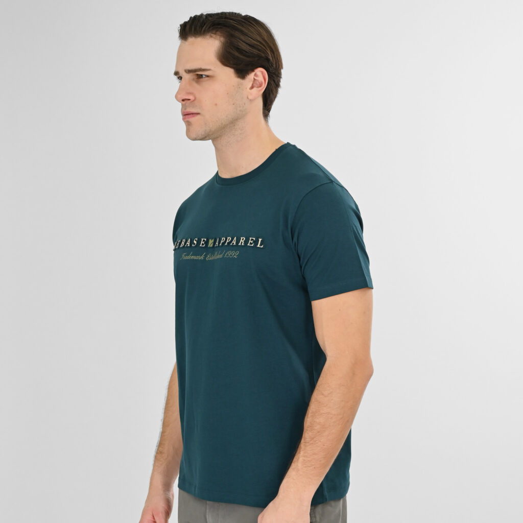 261RTS-9083 T-Shirts with Embossed Graphic Deep Teal