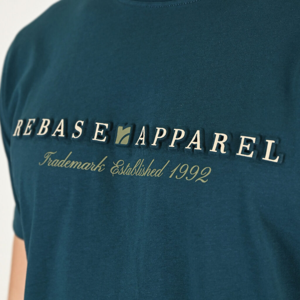 261RTS-9083 T-Shirts with Embossed Graphic Deep Teal