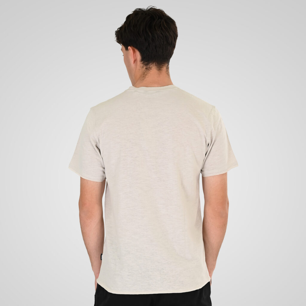 261RTS-9114 T-Shirts Henley with Raw Edges at Sleeves and Hem Ice