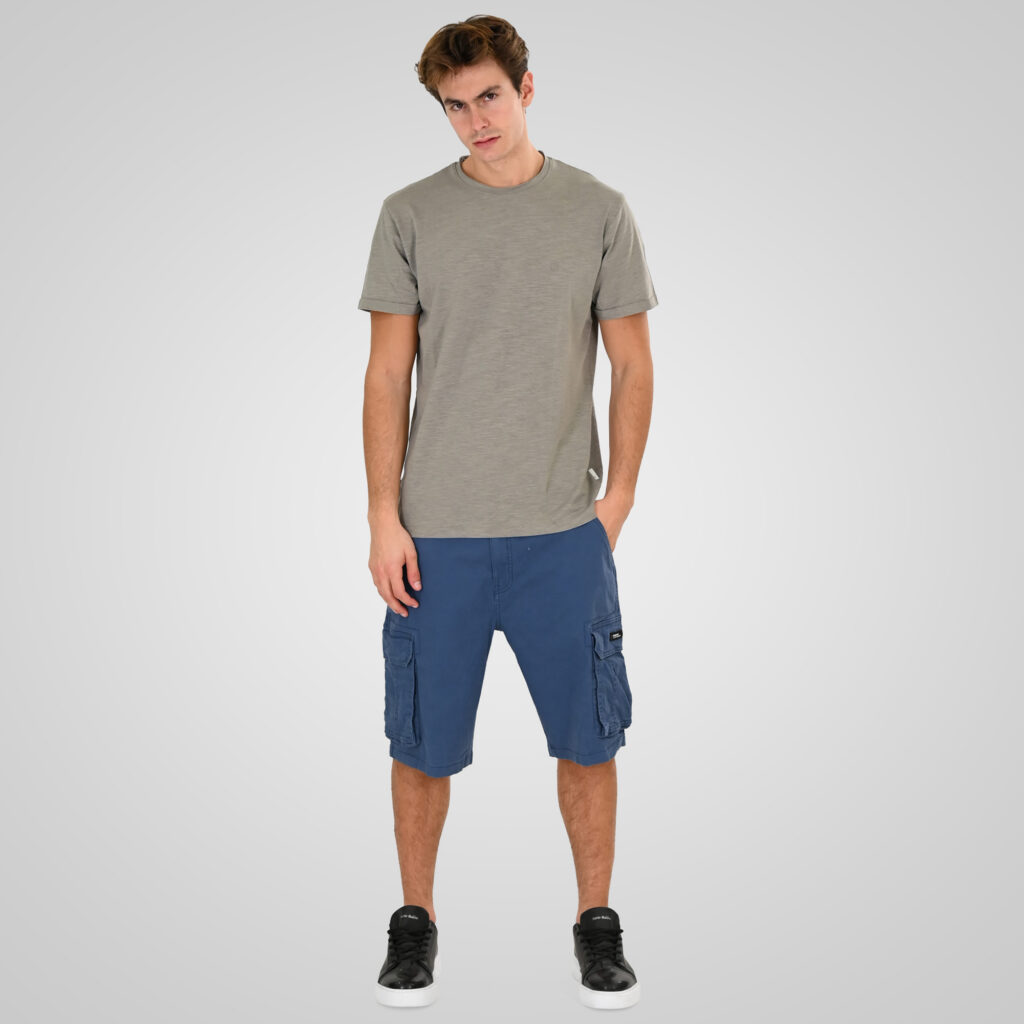 261RTS-9115 Flama T-Shirts with Print and Raw Edges Stone