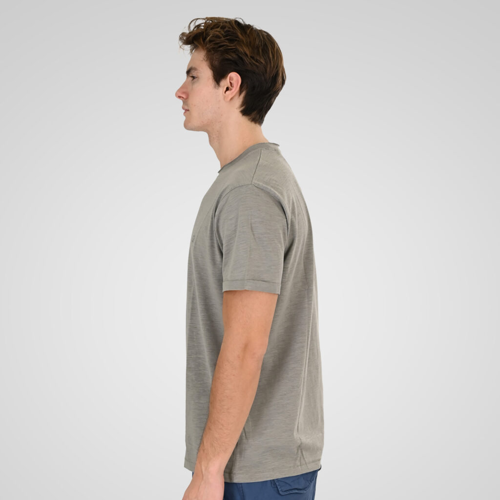 261RTS-9115 Flama T-Shirts with Print and Raw Edges Stone