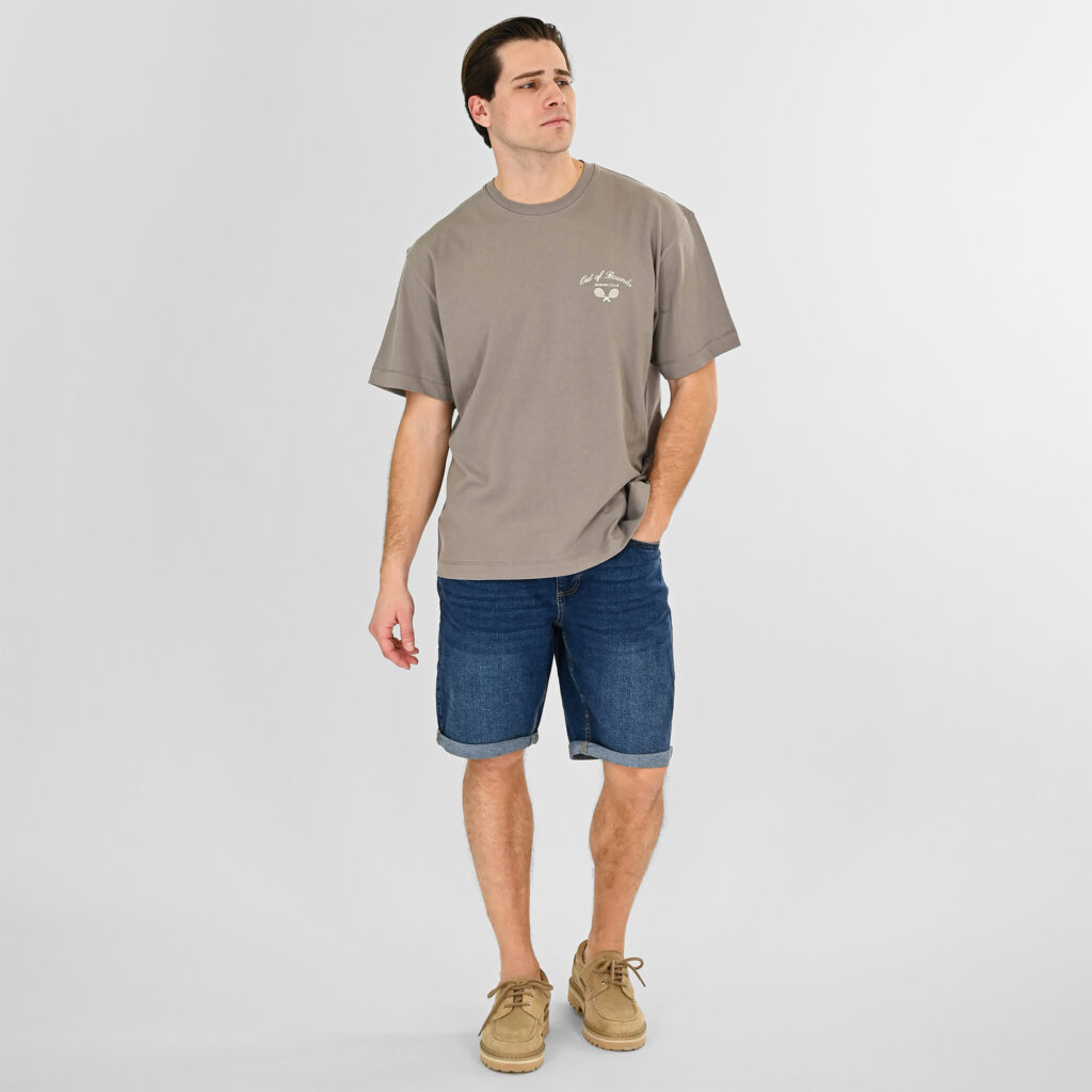 261RTS-9116 T-Shirts Front-Back Printed (Boxy Fit) (Heavy Jersey) LT Grey