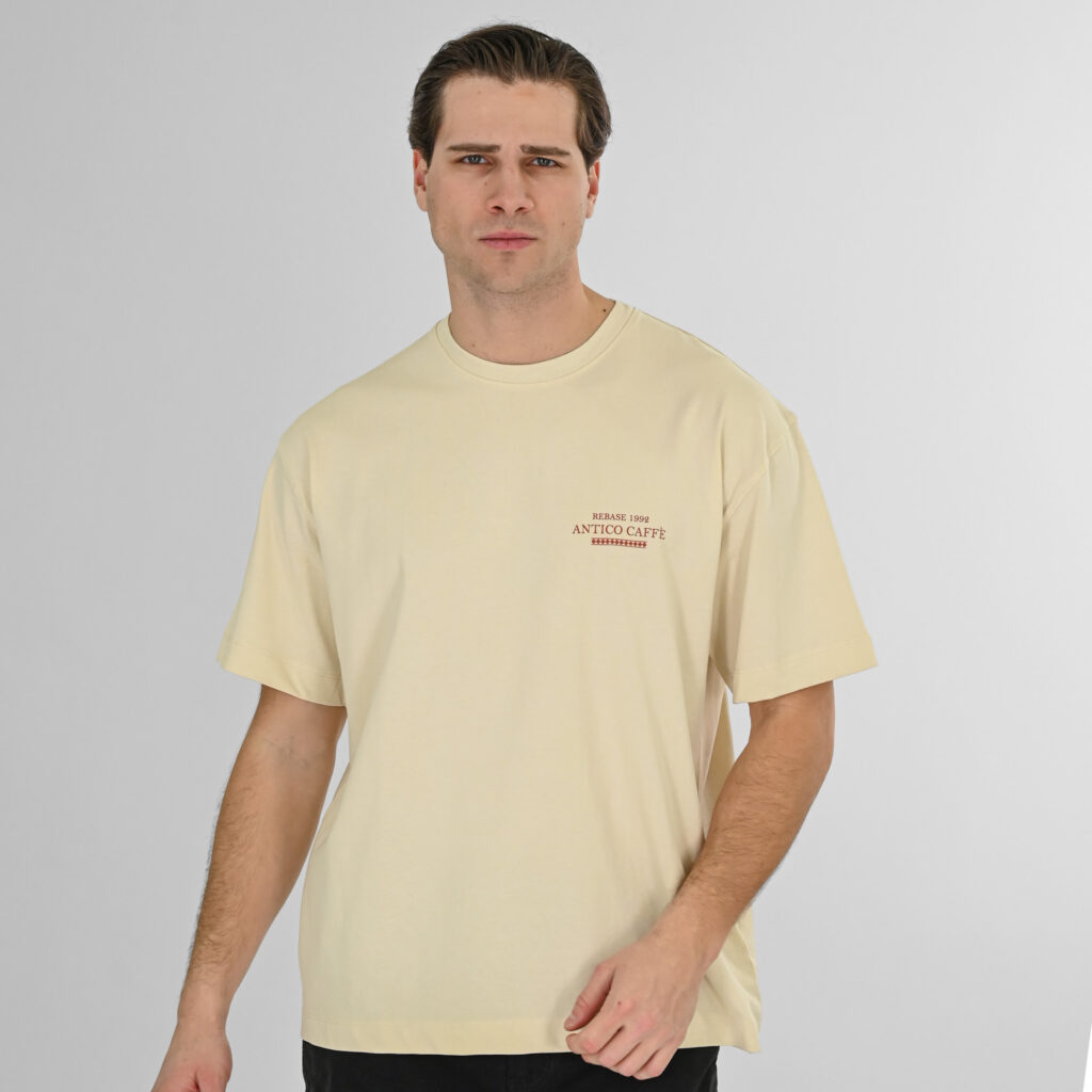 261RTS-9117 T-Shirts Front-Back Printed (Boxy Fit) (Heavy Jersey) Cream