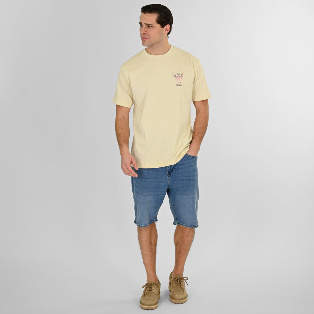 261RTS-9153 T-Shirts Front-Back Printed (Heavy Jersey) (Relaxed Fit) Cream