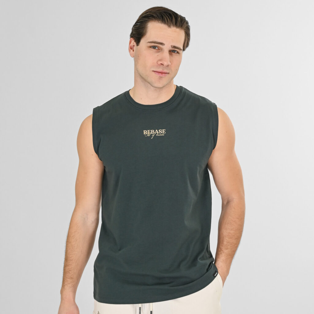 261RTSL-9104 Tank Top with Thin High Density Print Forest Green