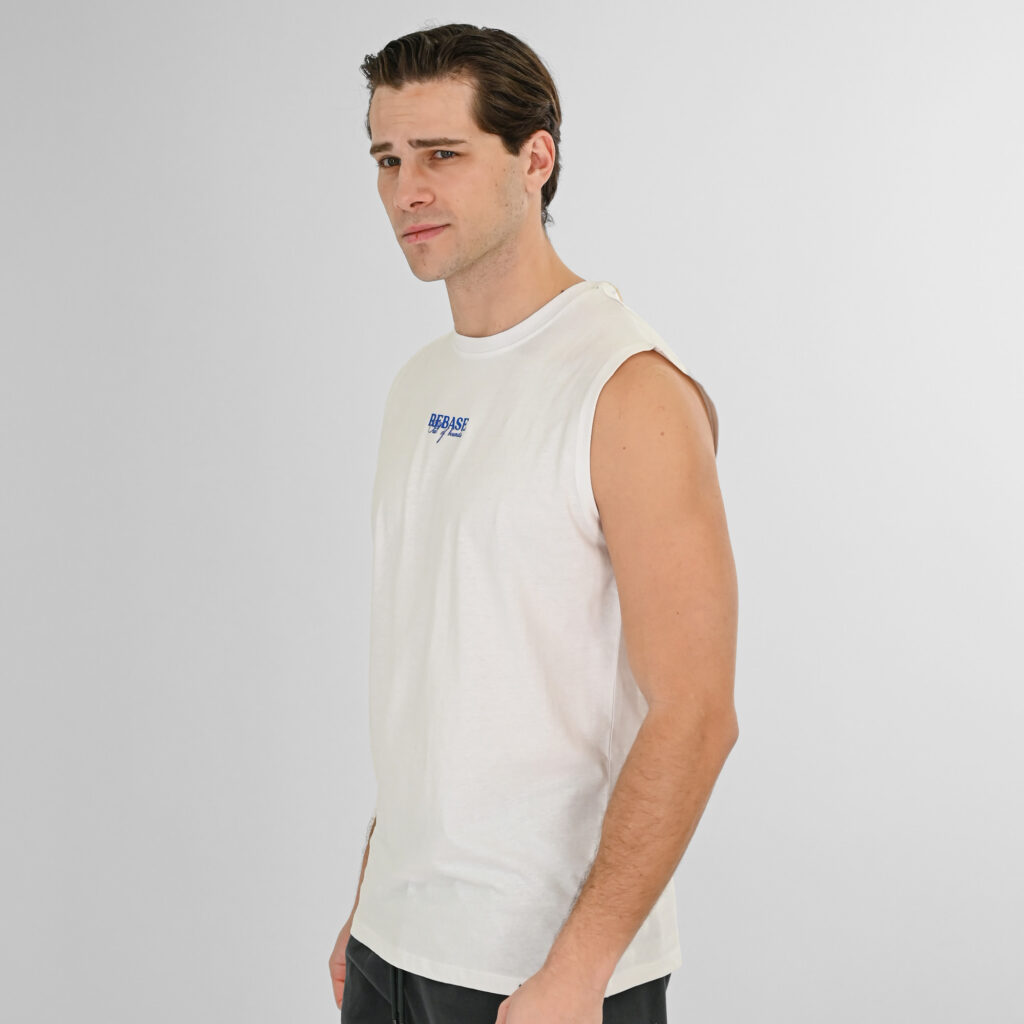 261RTSL-9104 Tank Top with Thin High Density Print White
