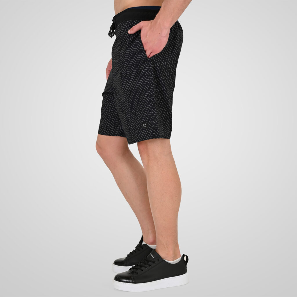 261RMTS-8023 Long Shorts in Patterned Print (AOP) (4-Way Stretch) CC48 Black