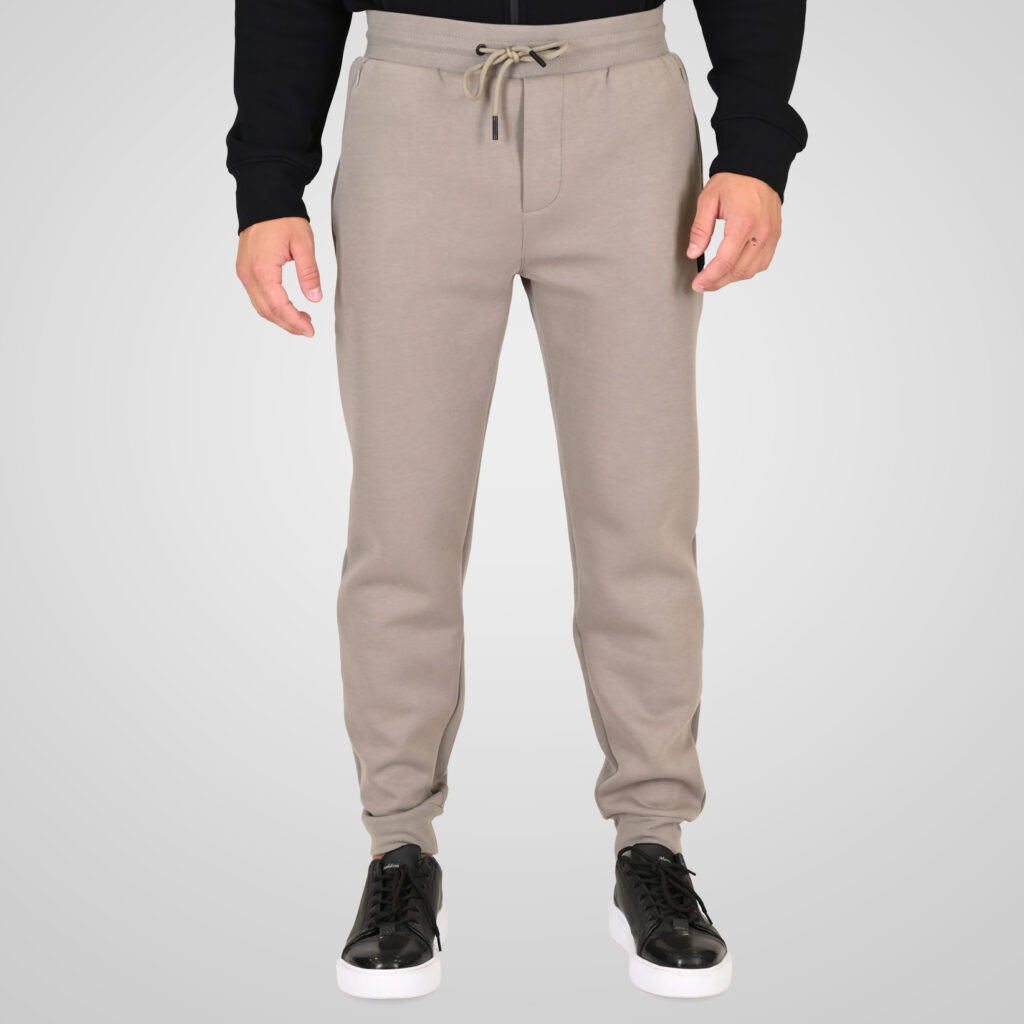 262RPAN-6050 JOGGER PANTS WITH ELASTIC WAISTBAND AND HEM (INTERLOCK) SMOKE BEIGE
