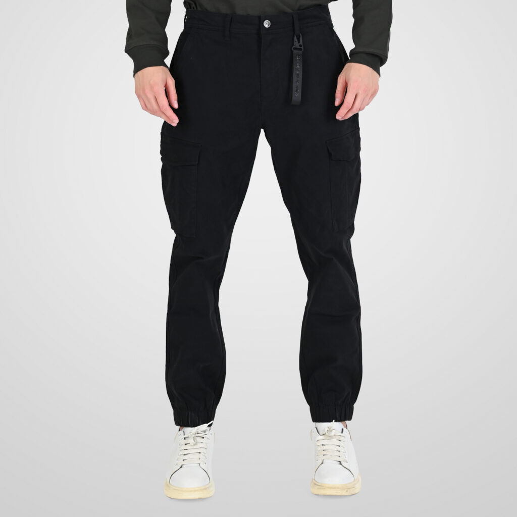 262RCCP-4110 CARGO PANTS WITH ELASTIC TAPE ON HEM BLACK