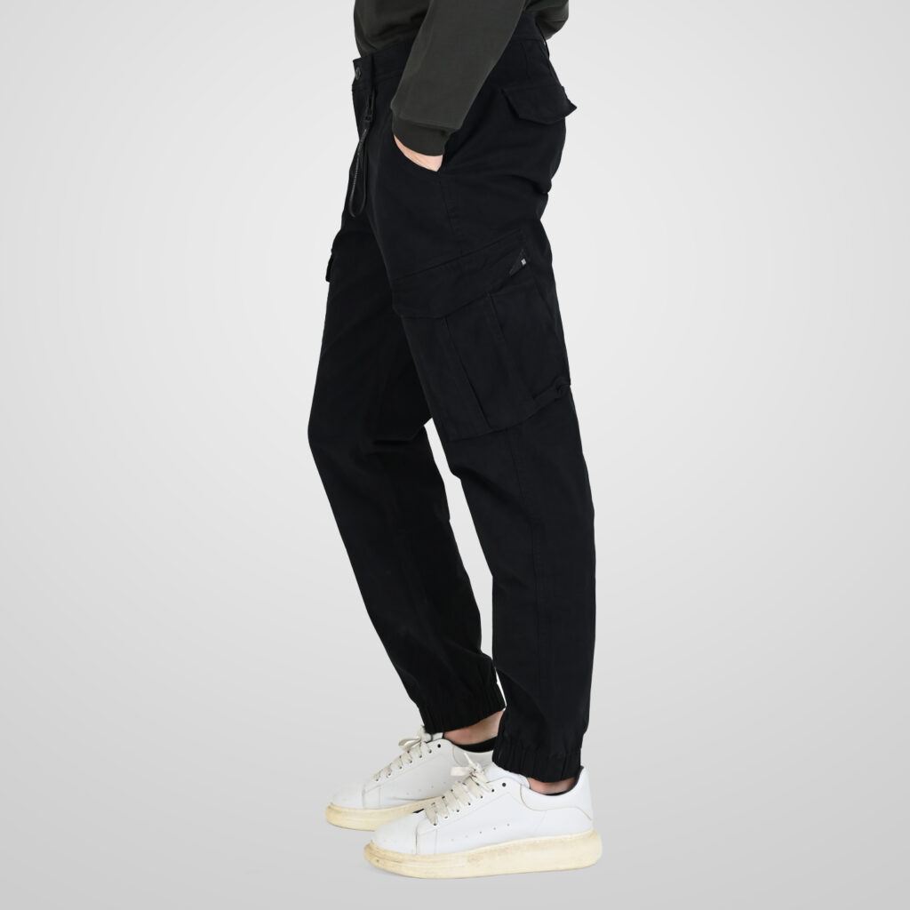 262RCCP-4110 CARGO PANTS WITH ELASTIC TAPE ON HEM BLACK