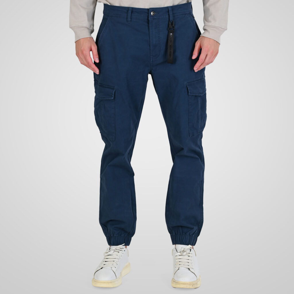 262RCCP-4110 CARGO PANTS WITH ELASTIC TAPE ON HEM BLUE GREY