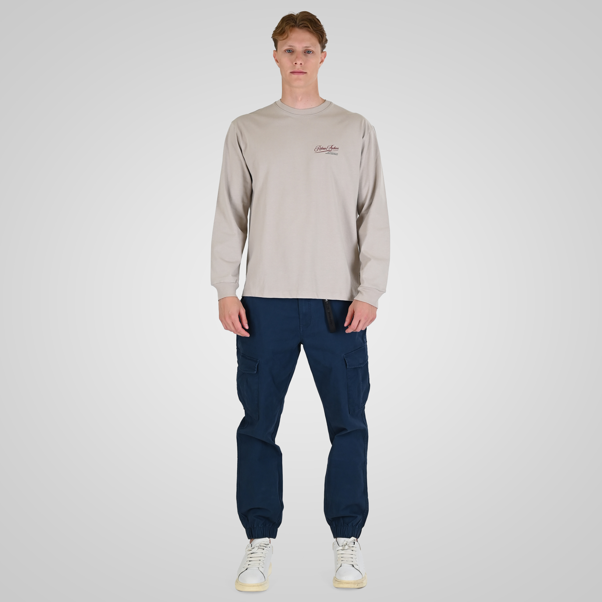 262RCCP-4110 CARGO PANTS WITH ELASTIC TAPE ON HEM BLUE GREY - Image 2