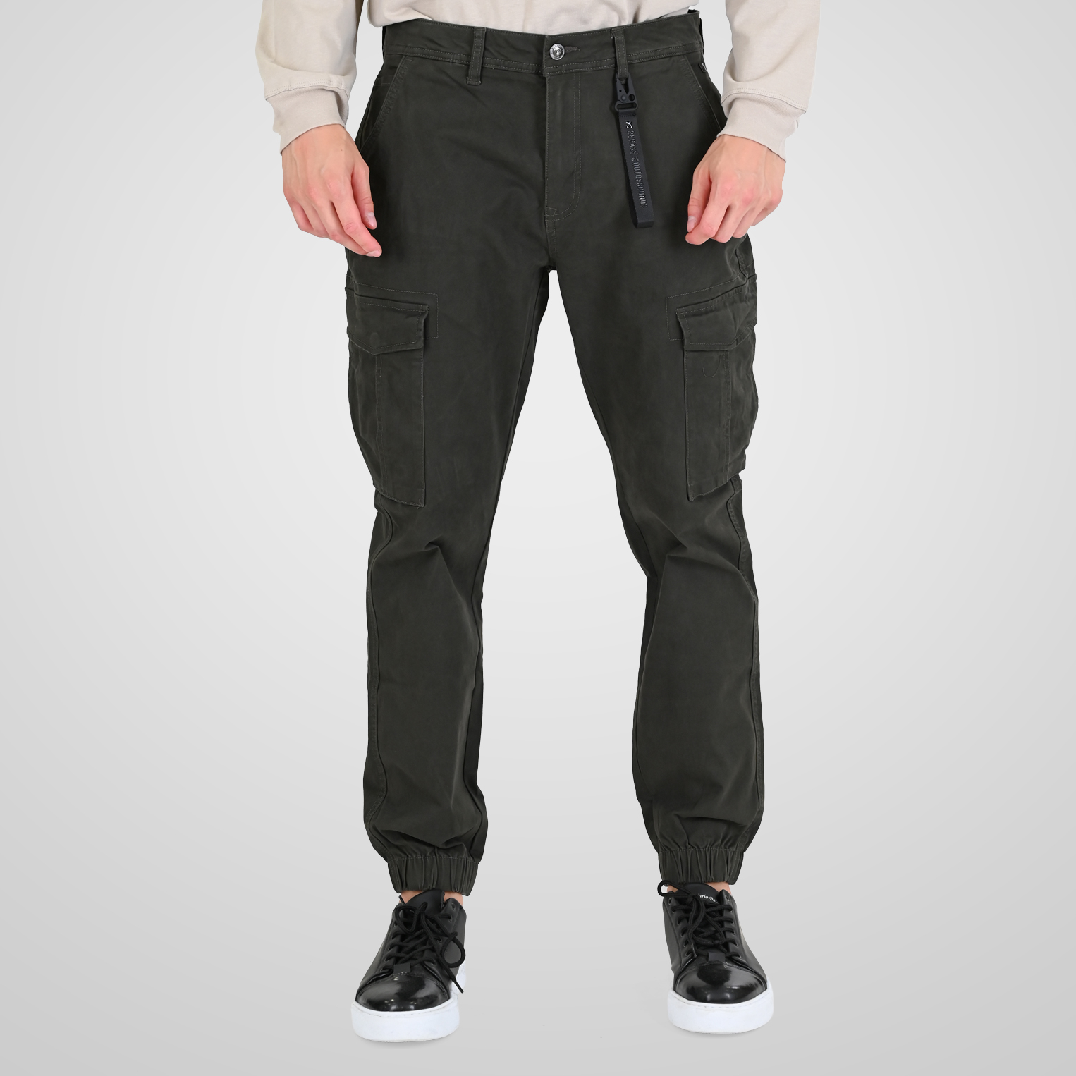 262RCCP-4110 CARGO PANTS WITH ELASTIC TAPE ON HEM DK KHAKI - Image 1