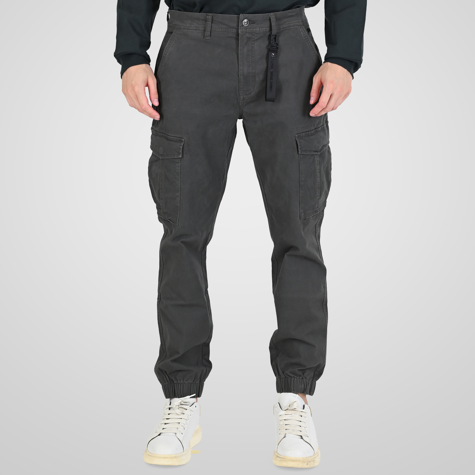 262RCCP-4110 CARGO PANTS WITH ELASTIC TAPE ON HEM SMOKE GREY - Image 1