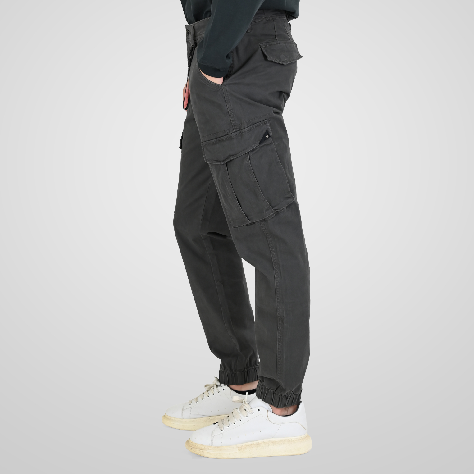 262RCCP-4110 CARGO PANTS WITH ELASTIC TAPE ON HEM SMOKE GREY - Image 3