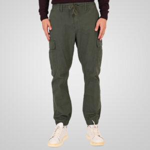 262RCCP-4139 CARGO PANTS WITH ELASTIC WAISTBAND AND HEM AUTUMN GREEN