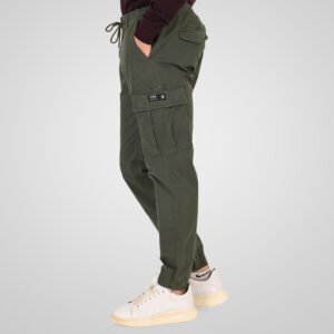 262RCCP-4139 CARGO PANTS WITH ELASTIC WAISTBAND AND HEM AUTUMN GREEN - Image 3