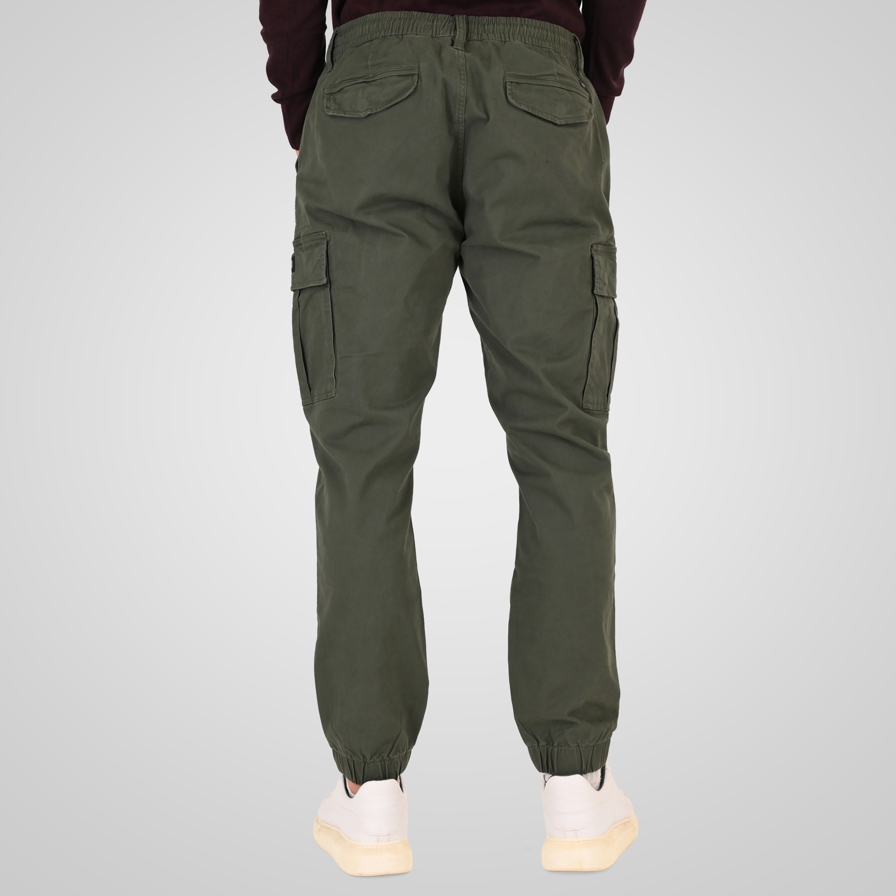 262RCCP-4139 CARGO PANTS WITH ELASTIC WAISTBAND AND HEM AUTUMN GREEN - Image 4