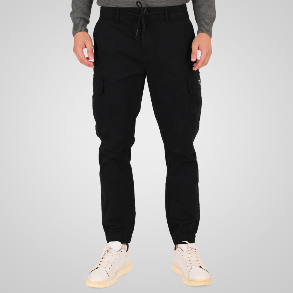 262RCCP-4139 CARGO PANTS WITH ELASTIC WAISTBAND AND HEM BLACK