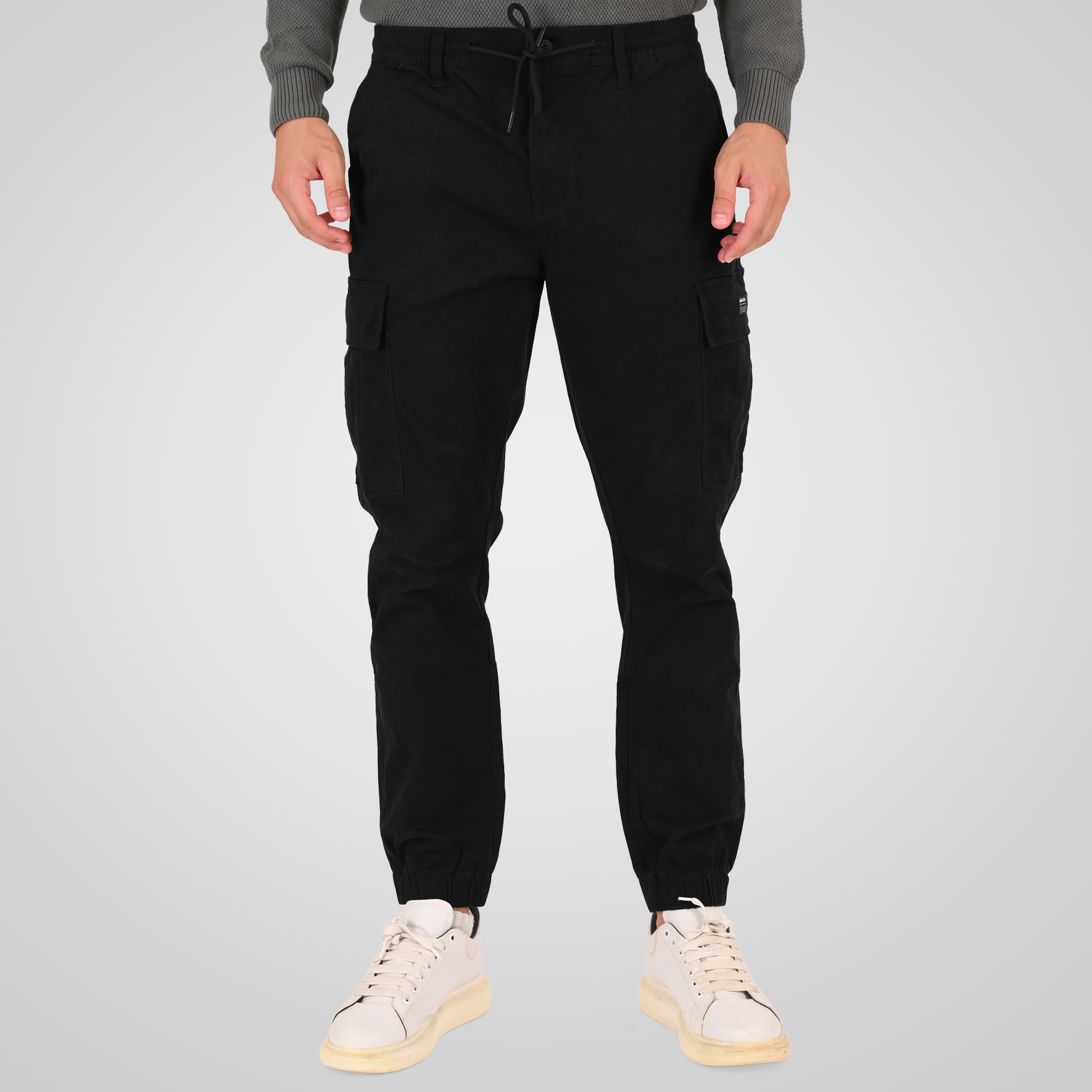 262RCCP-4139 CARGO PANTS WITH ELASTIC WAISTBAND AND HEM BLACK - Image 1