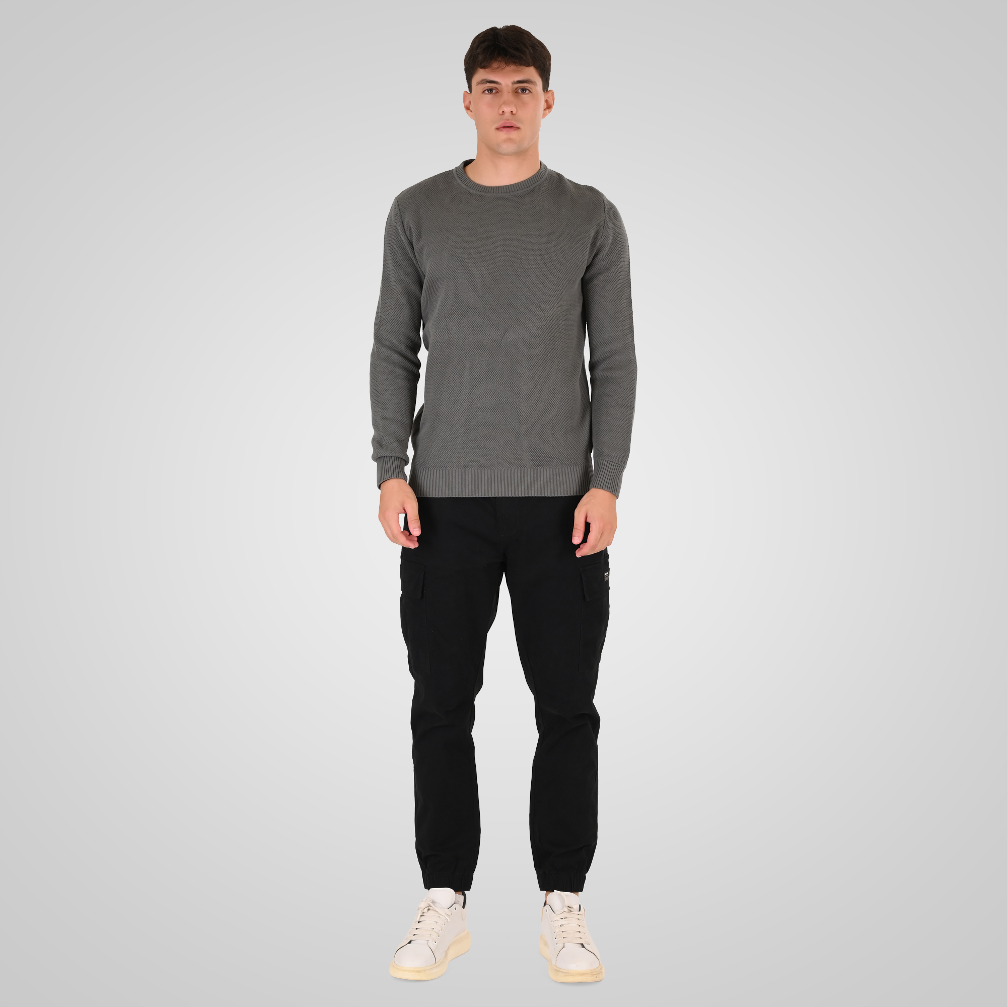 262RCCP-4139 CARGO PANTS WITH ELASTIC WAISTBAND AND HEM BLACK - Image 2