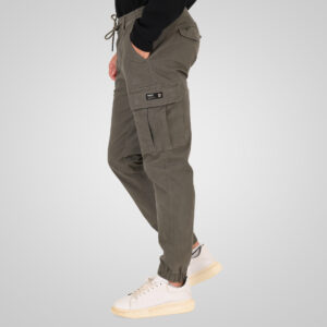 262RCCP-4139 CARGO PANTS WITH ELASTIC WAISTBAND AND HEM OLIVE - Image 3