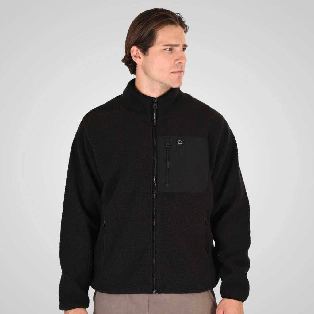262RFT-7080 SHERPA FULL ZIP WITH PATCH CHEST POCKET BLACK