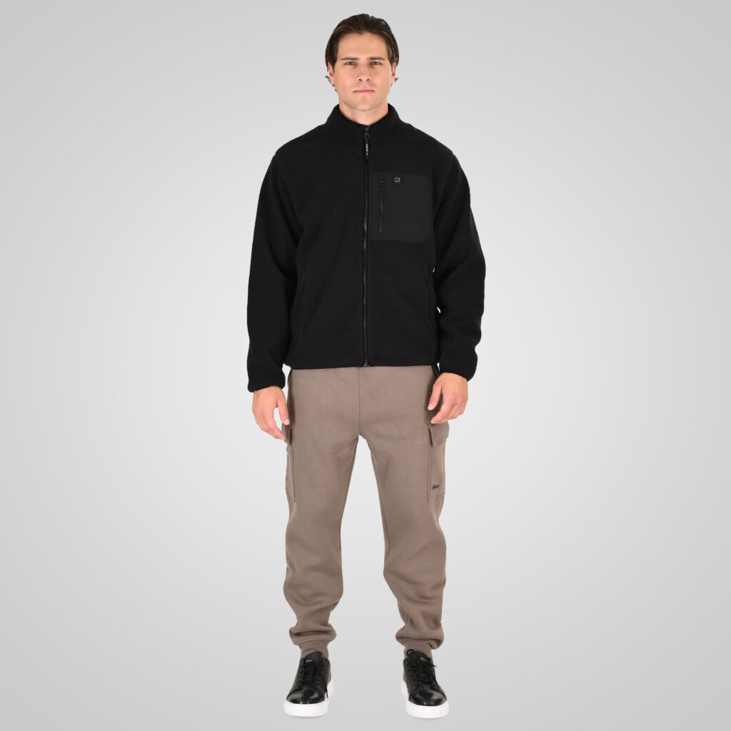 262RFT-7080 SHERPA FULL ZIP WITH PATCH CHEST POCKET BLACK