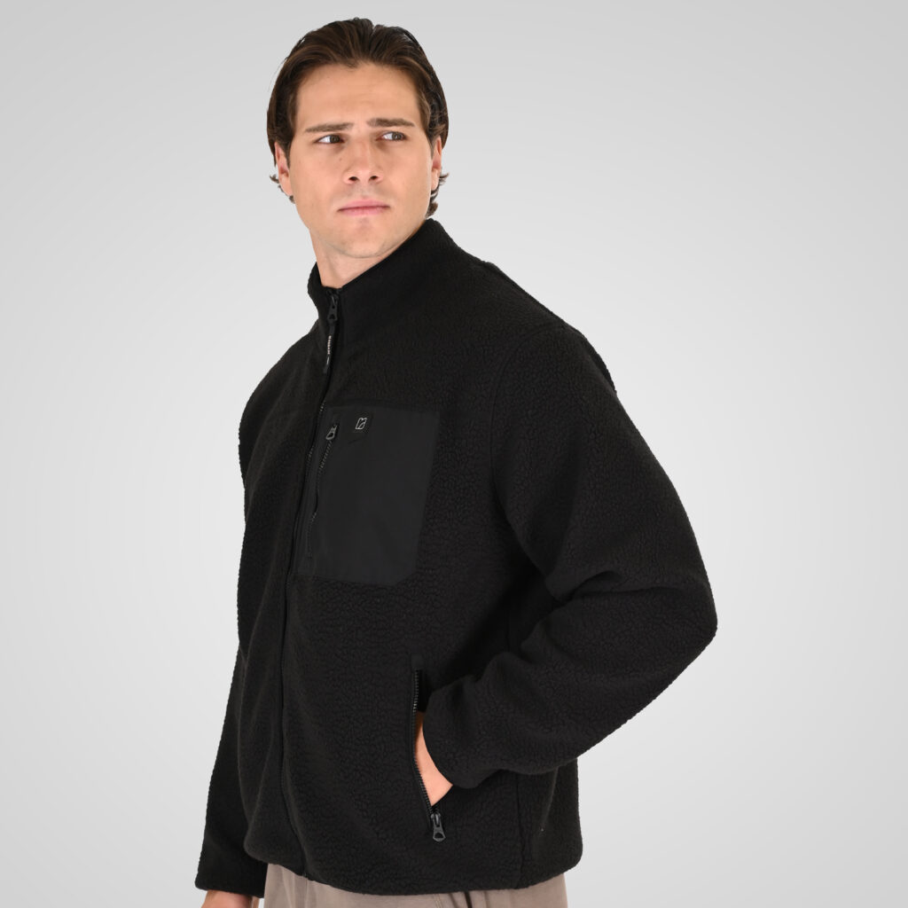 262RFT-7080 SHERPA FULL ZIP WITH PATCH CHEST POCKET BLACK