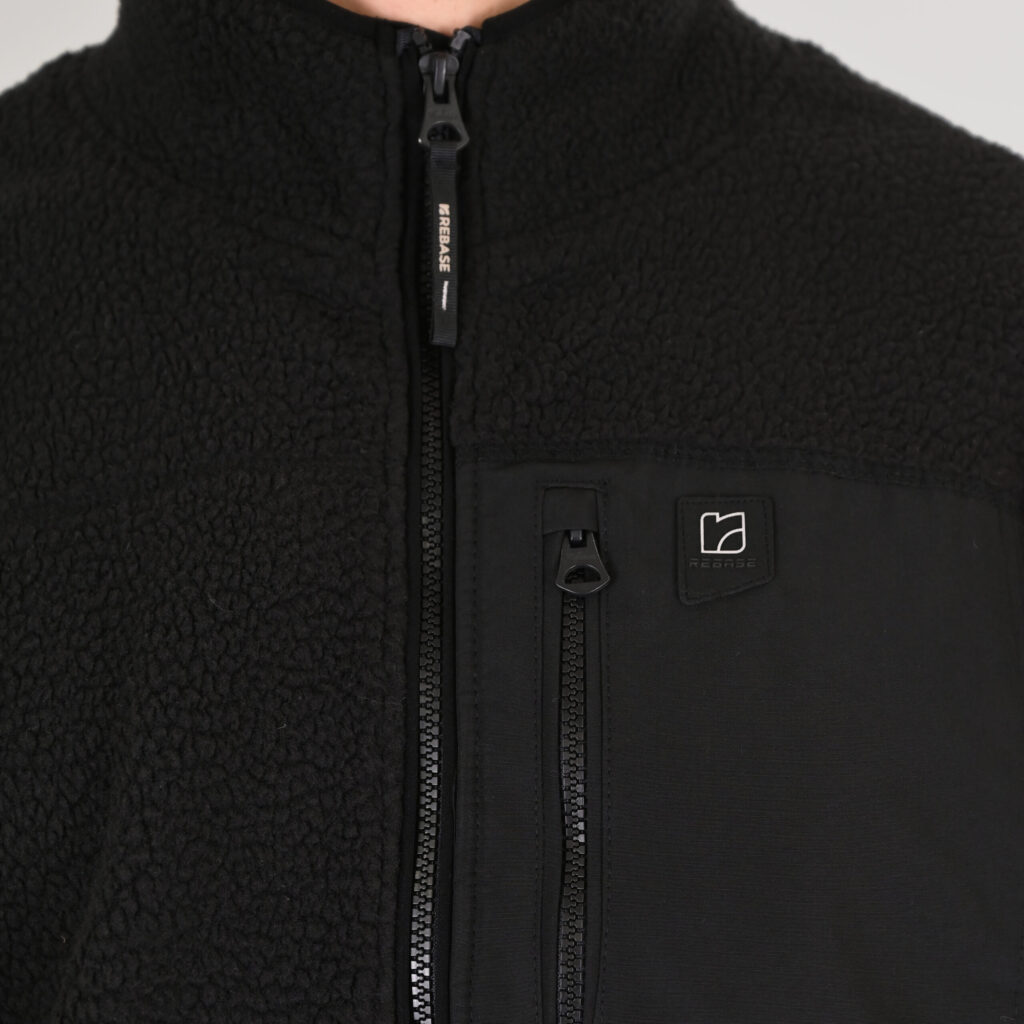 262RFT-7080 SHERPA FULL ZIP WITH PATCH CHEST POCKET BLACK