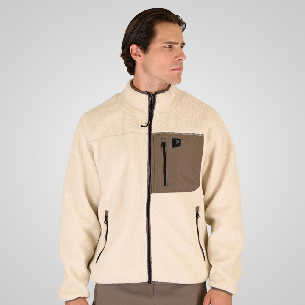 262RFT-7080 SHERPA FULL ZIP WITH PATCH CHEST POCKET OFF WHITE