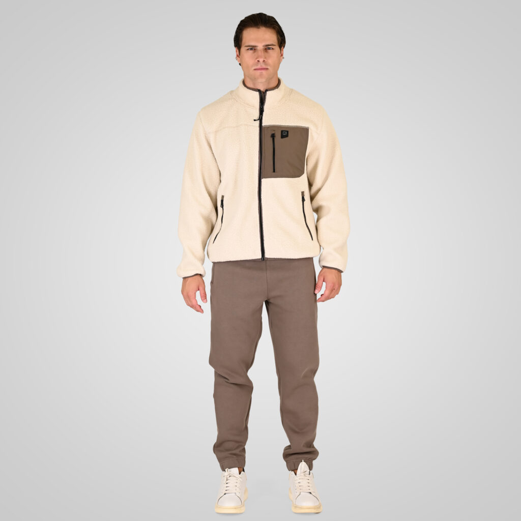 262RFT-7080 SHERPA FULL ZIP WITH PATCH CHEST POCKET OFF WHITE