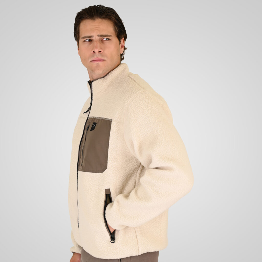 262RFT-7080 SHERPA FULL ZIP WITH PATCH CHEST POCKET OFF WHITE