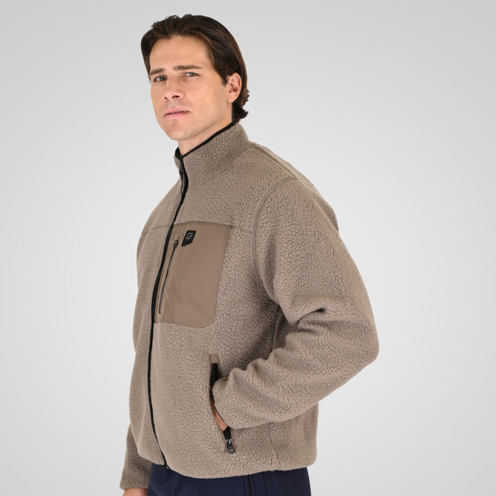 262RFT-7080 SHERPA FULL ZIP WITH PATCH CHEST POCKET TAUPE